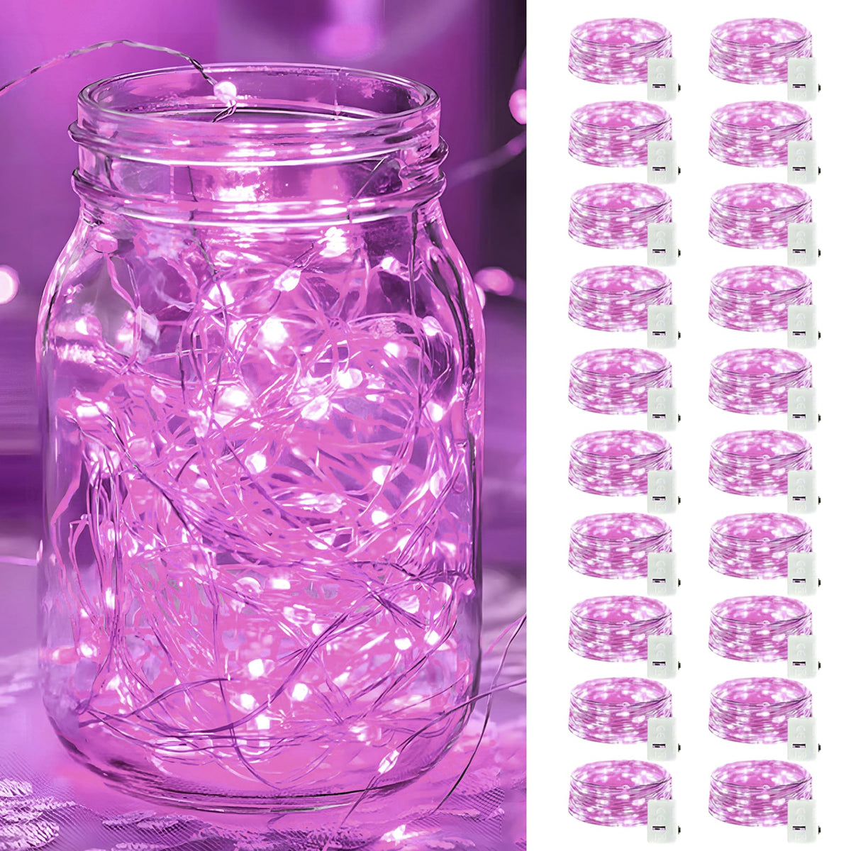 20 Pack LED Fairy Lights Battery Operated,3 Features Blinking Slowly Blinking & just on 7FT 20 LED Waterproof Mini Twinkle String Lights for Wedding Mason Jars Party Christmas Decorations(Warm White)