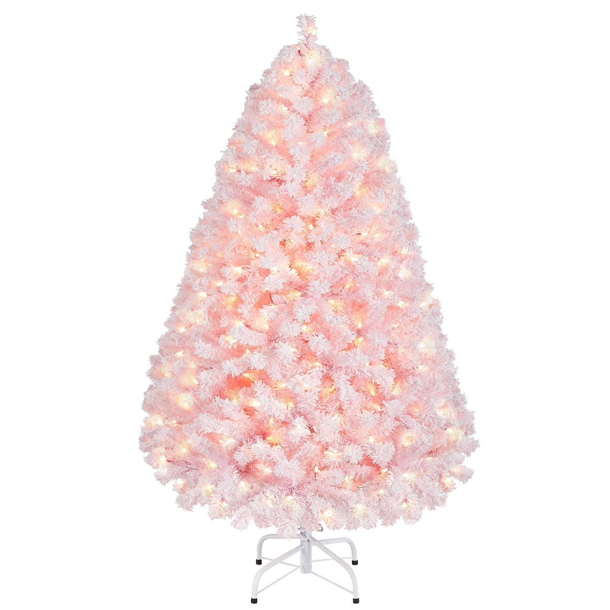 Yaheetech 6ft Pre-Lit Snow Flocked Artificial Christmas Tree, 250 Lights