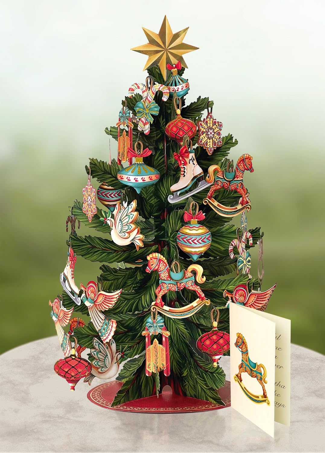 Freshcut Paper Pop Up Christmas Cards, Christmas Tree, 15 Inch Life Sized 3D Popup Greeting Card, Holiday Card, Thank You Gifts, Blank Notecard & Envelope