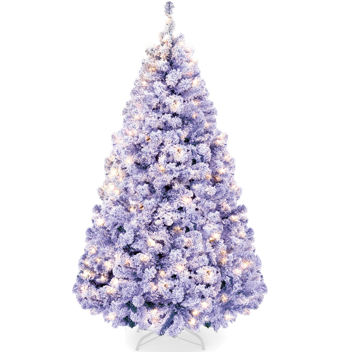 Best Choice Products 6ft Pre-Lit Artificial Christmas Tree Twinkling LEDs, Snow Flocked Design Pine Tree, Full Appearance Lighted Snowy w/Easy Assembly, 250 Lights, 928 Tips Metal Stand