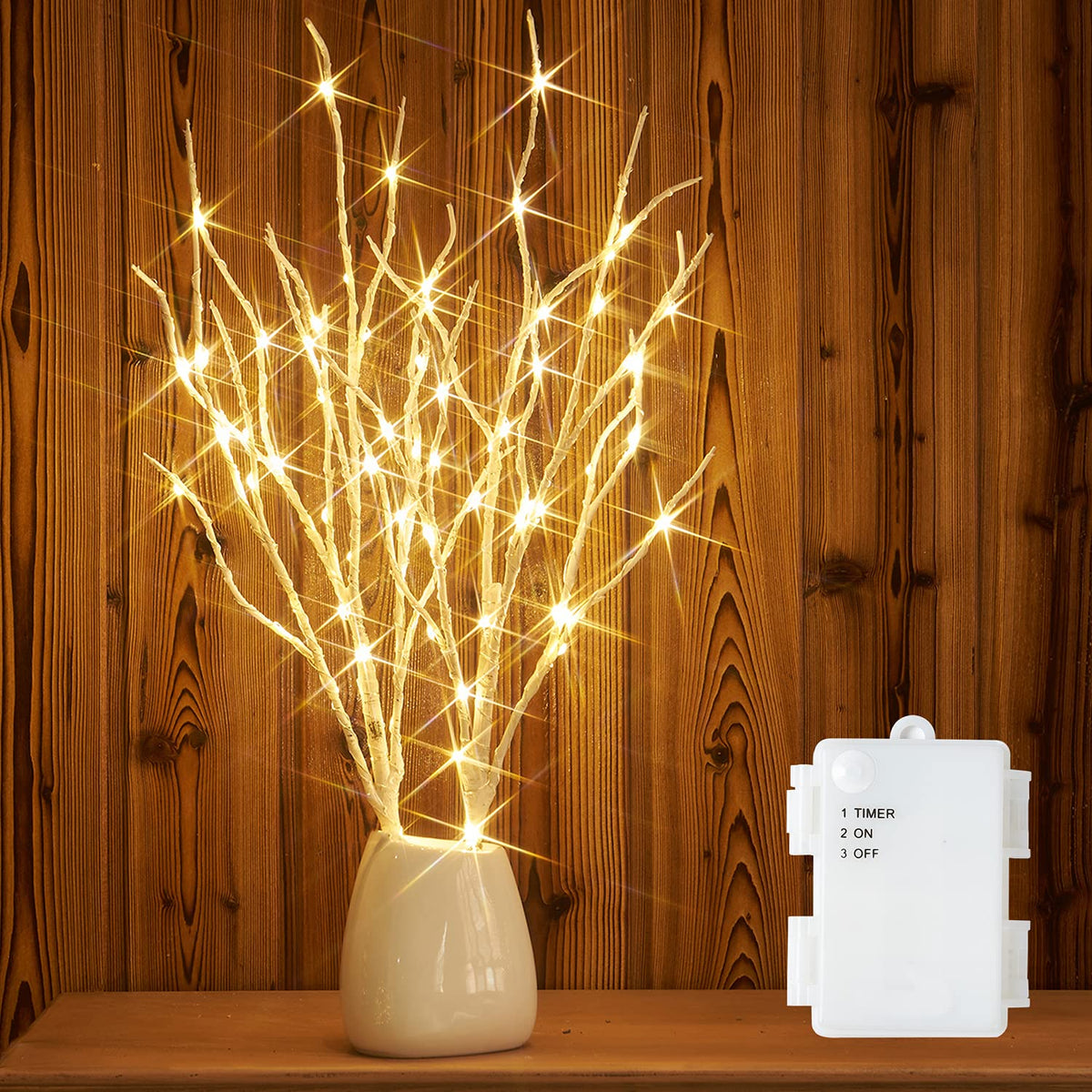 Fudios Lighted Branches with Timer 70 LED Fairy Lights 18in Battery Operated, Willow Branches with Lights for Vase Christmas Holiday Home Decor