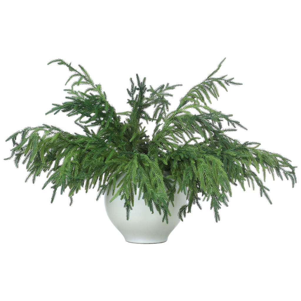 Jutom 12 Pcs Artificial Christmas Norfolk Pine Branches Stems, 18 Inches