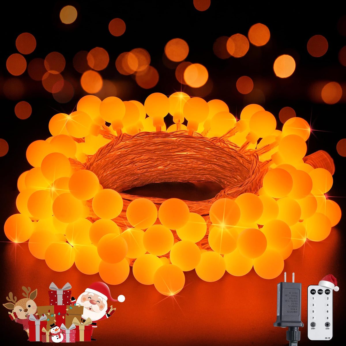 JMEXSUSS 100 LED Globe String Lights Indoor Bedroom, 33ft Fairy Lights