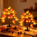 Cllayees Fall Decorations fo Home 2 Pack 18" Lighted Maple Tree