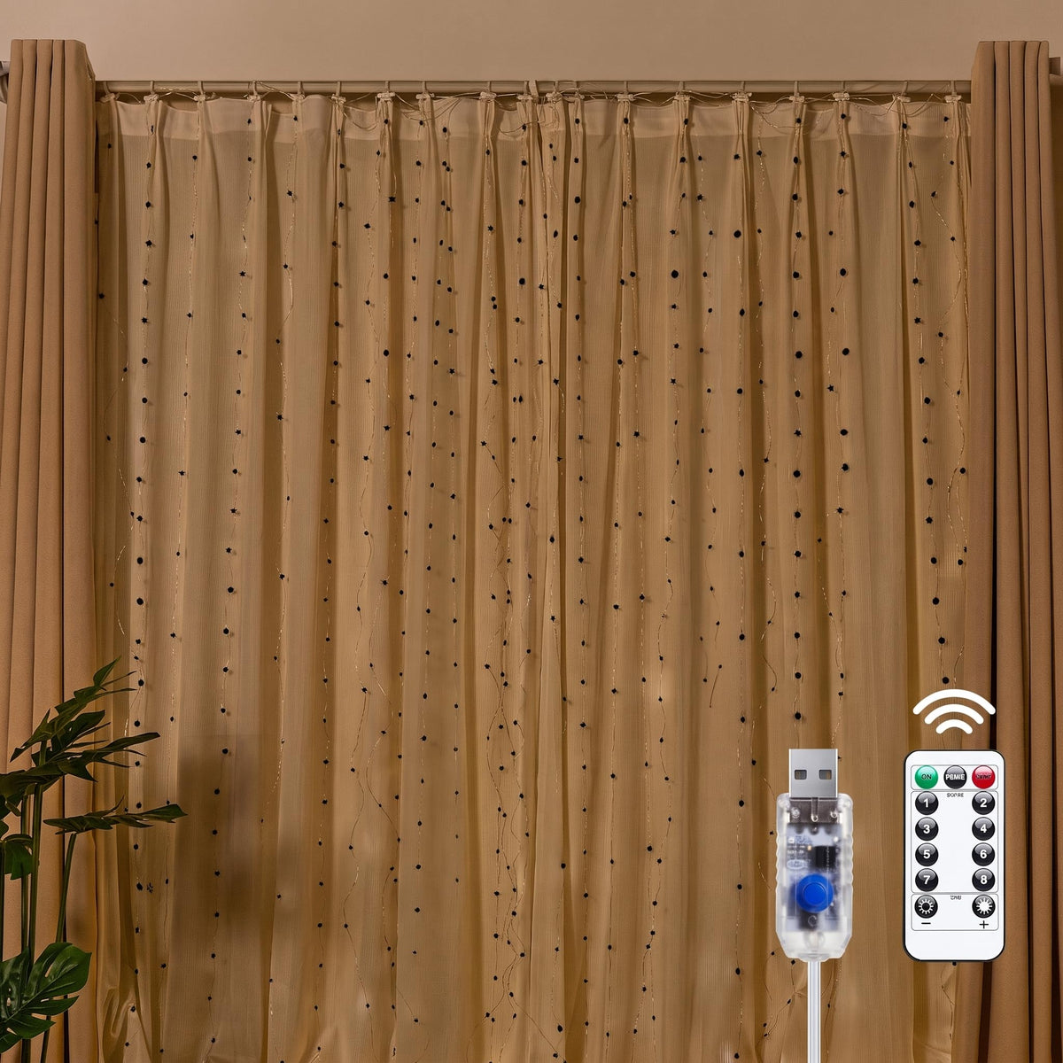 Brightown 300 LED Fairy Curtain Lights, 9.8ft x 9.8ft Curtain String Lights