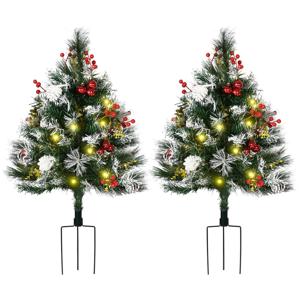 HOMCOM 7ft Snow Flocked Artificial Christmas Tree Hinged Xmas Tree Green