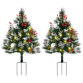 HOMCOM 7ft Snow Flocked Artificial Christmas Tree Hinged Xmas Tree Green