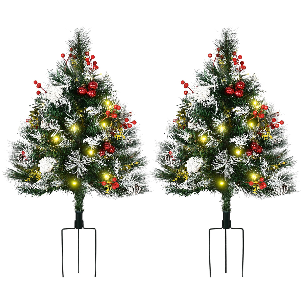 HOMCOM 7ft Snow Flocked Artificial Christmas Tree Hinged Xmas Tree Green