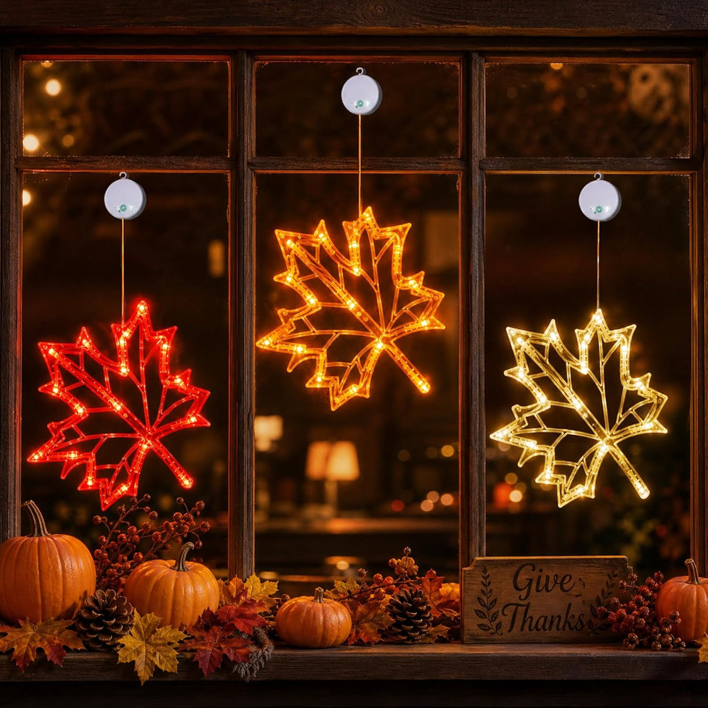 LOLStar Fall Decor Window Lights 2026, Thanksgiving Decorations LED Lights