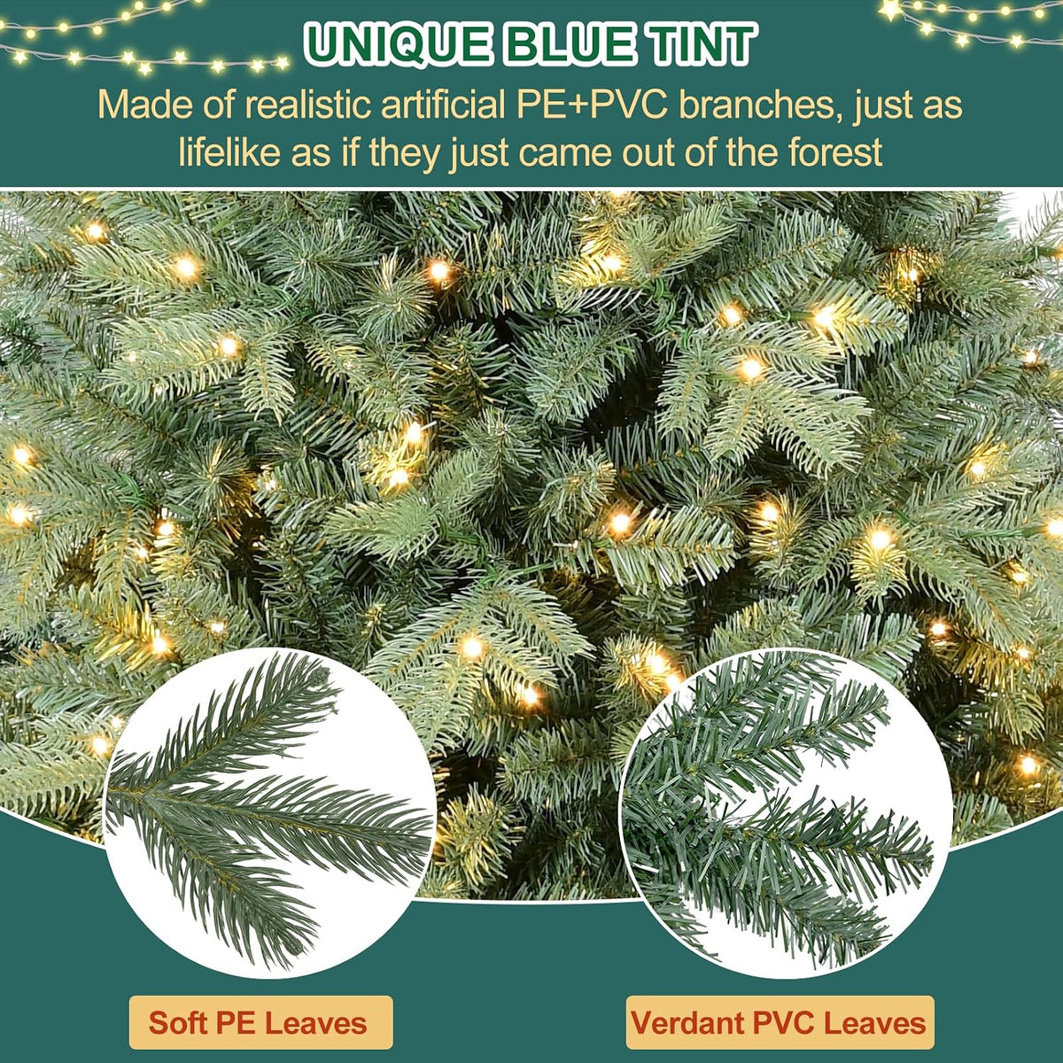 6 FT Prelit Artificial Skinny Christmas Tree,Blue Spruce Slim Pencil Xmas Tree with 1205 PE&PVC Mixed Branch Tips and 300 UL Listed Clear Lights,Hinged Pine Tree with Metal Stand for Home Office Décor