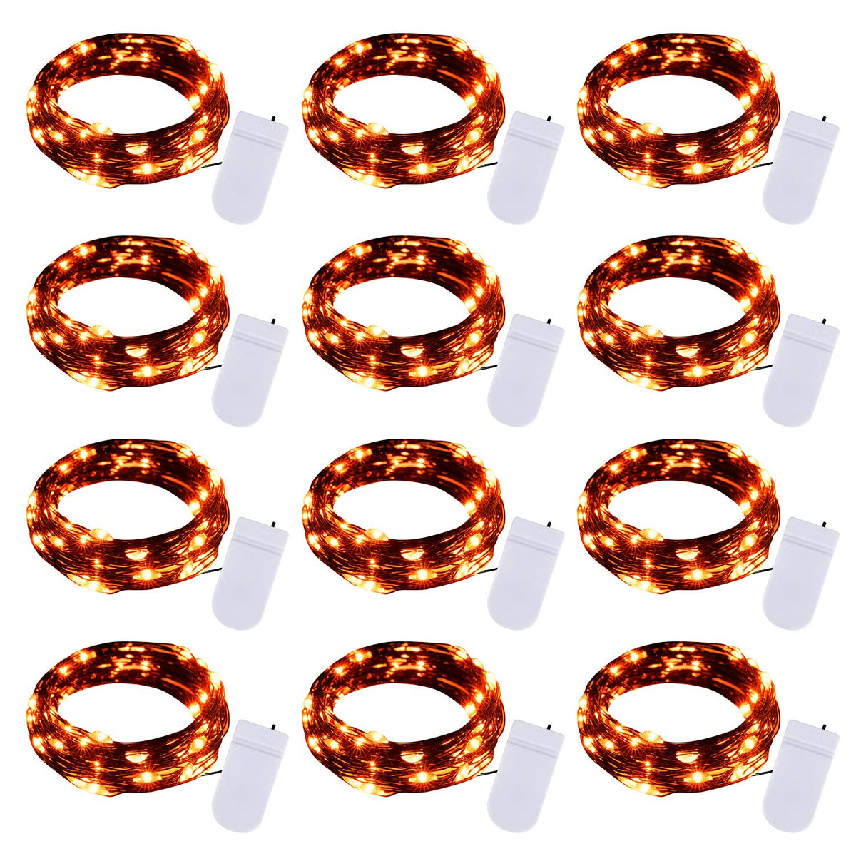 Brightown 12 Pack 7ft Battery Operated LED Fairy Lights for Xmas Decoration