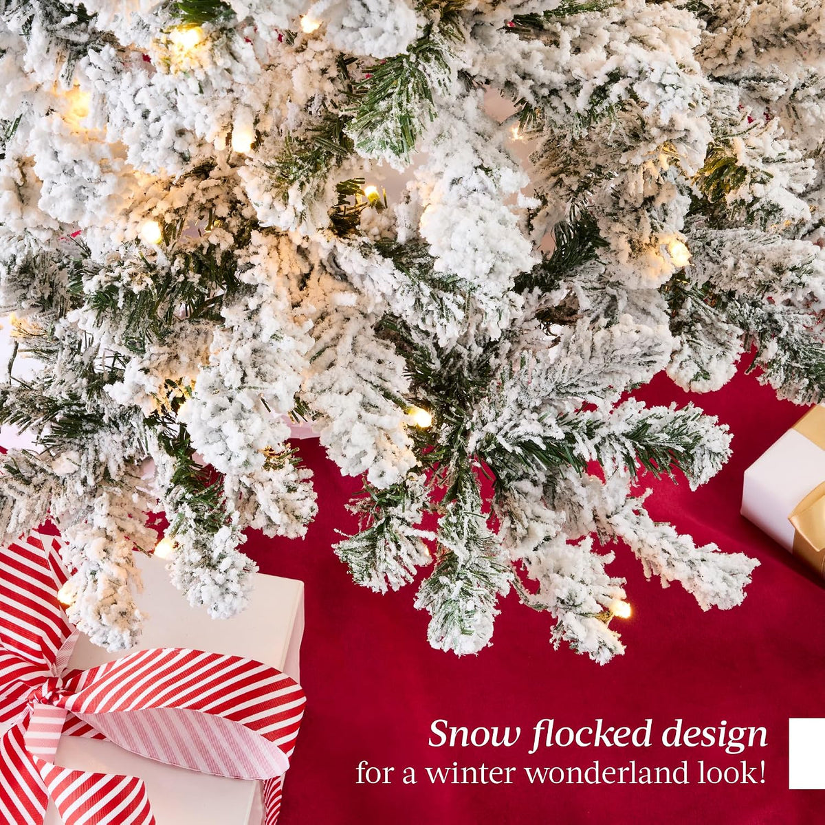 Best Choice Products 6ft Flocked Pencil Christmas Tree w/Twinkling LEDs, Pre-Lit Slim Artificial Holiday Decoration, Lighted Skinny w/Base, 250 Lights, 502 Tips, Warm White Lights