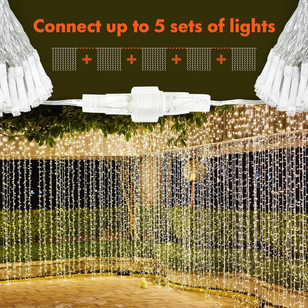 Twinkle Star 300 LED Curtain String Lights, Warm White