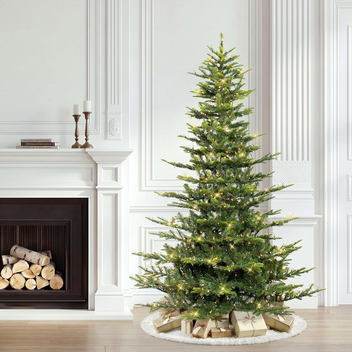 Puleo International 6.5ft Pre-Lit Aspen Fir Artificial Christmas Tree
