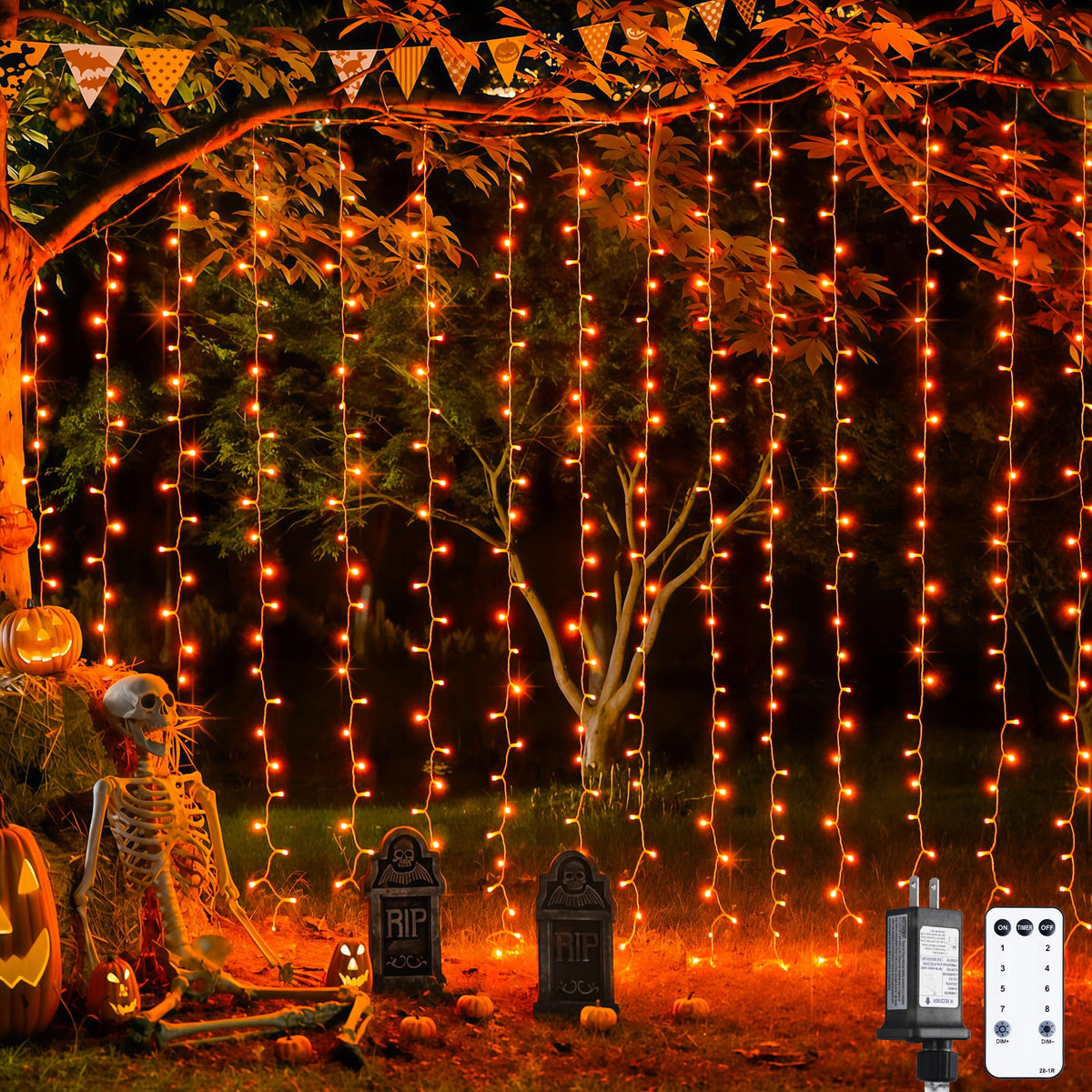 JMEXSUSS 300 LED Remote Control Curtain Lights, Plug in Fairy Curtain Lights Outdoor, Window Wall Hanging String Lights for Bedroom Indoor Dorm Backdrop Wedding Party Patio Christmas Decor, Warm White