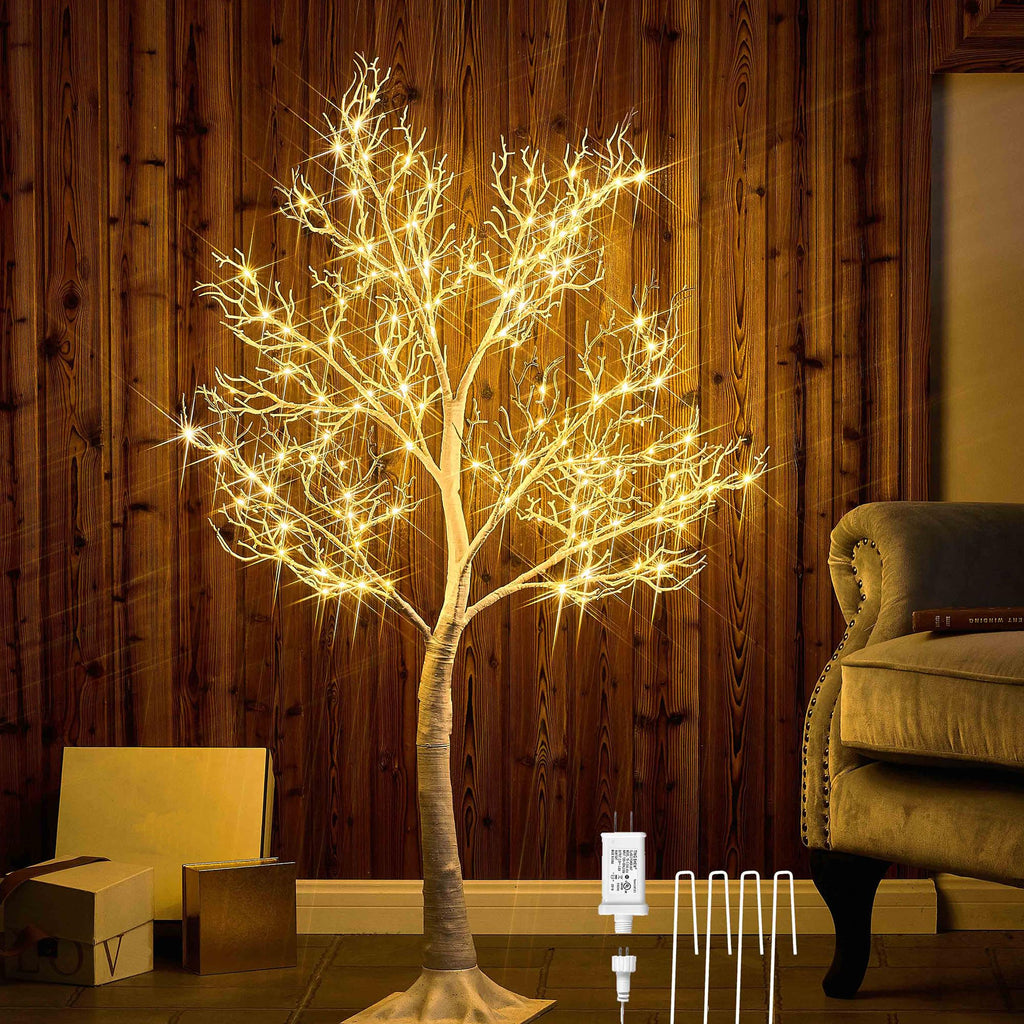 Hairui Lighted Halloween Tree with 150 Orange Fairy Lights 4FT, Spooky Black Tree Lights Plug in for Indoor Outdoor Home Halloween Party Decoration
