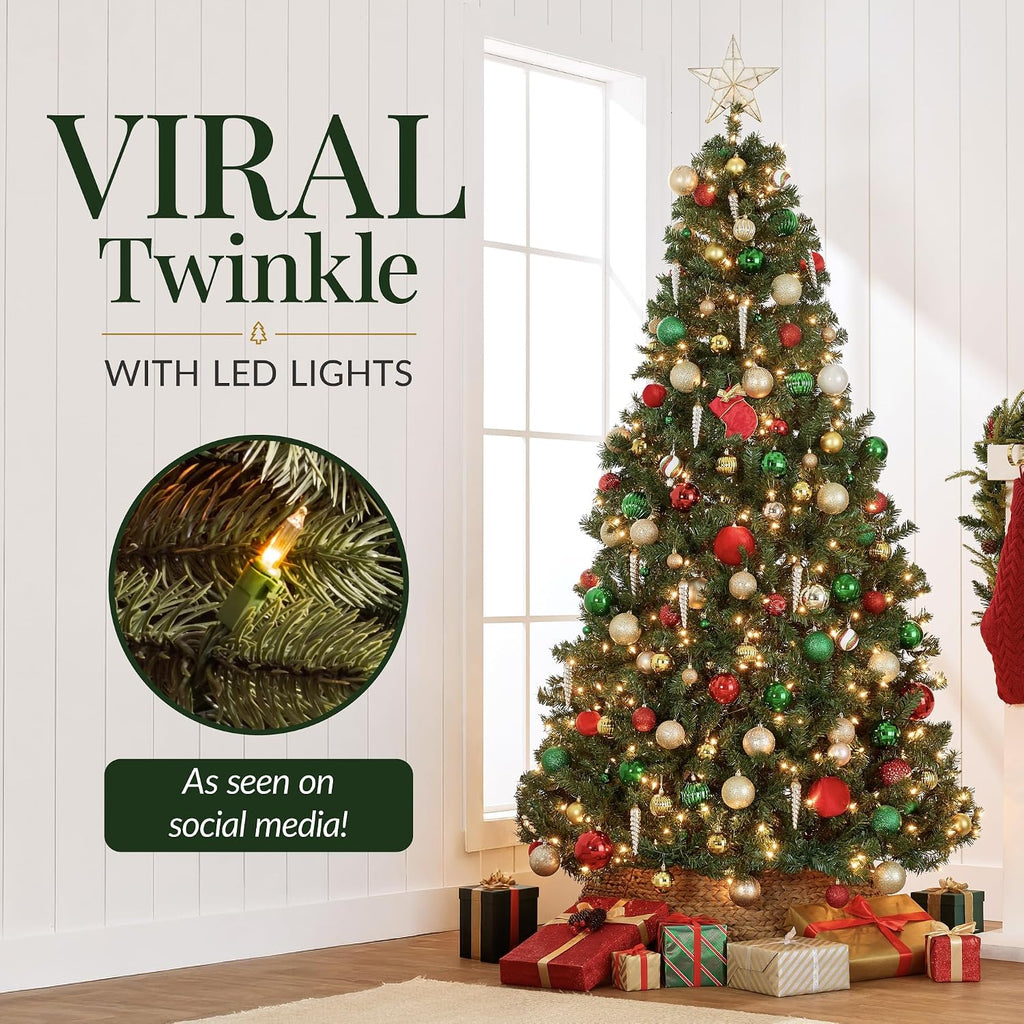 Best Choice Products 6ft Artificial Christmas Tree with LED Twinkling Lights, Pre-Lit Spruce Realistic Holiday Xmas Décor, 250 Lights, 798 Tips