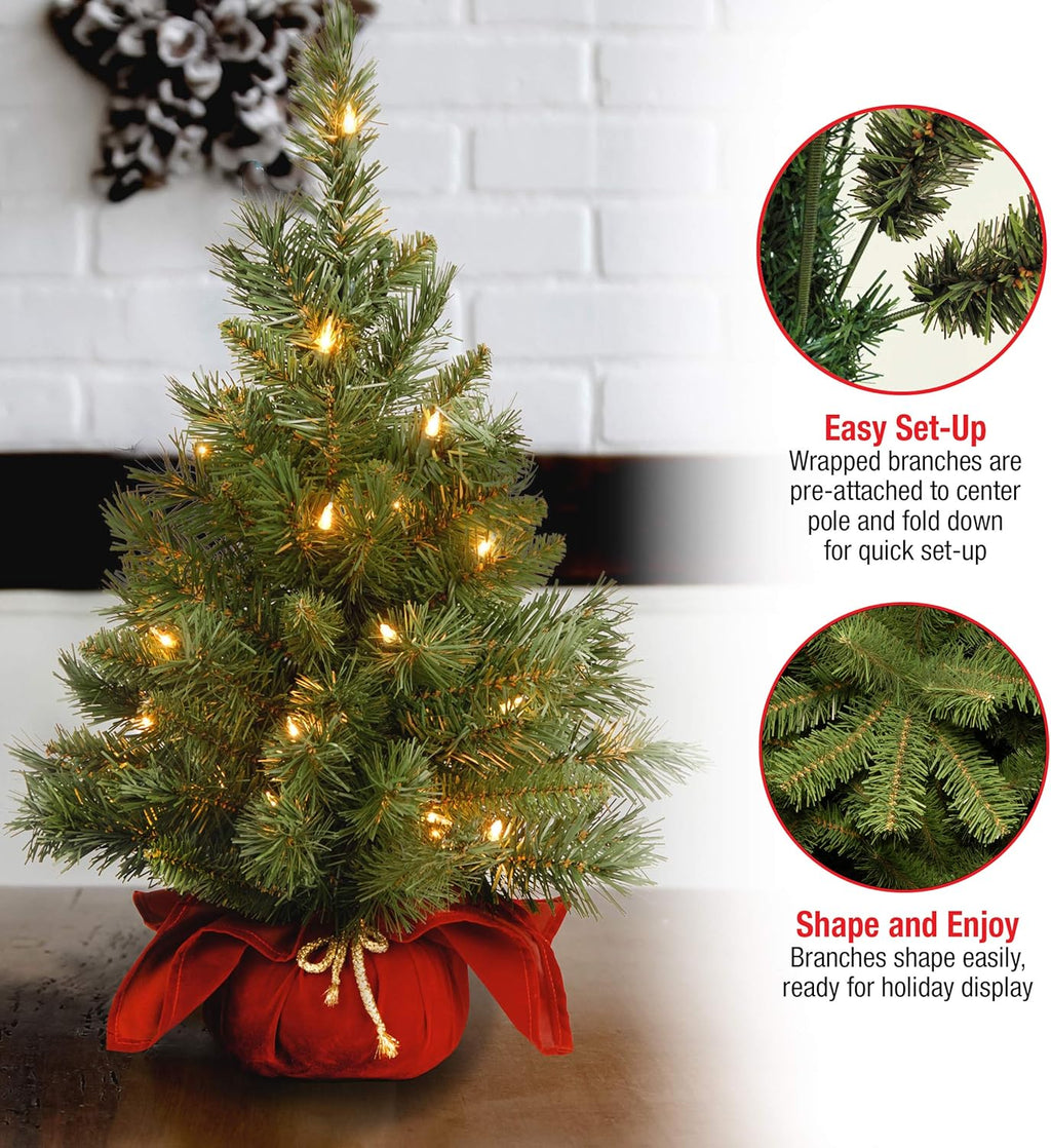 National Tree Company 24in Pre-Lit Majestic Fir Mini Christmas Tree
