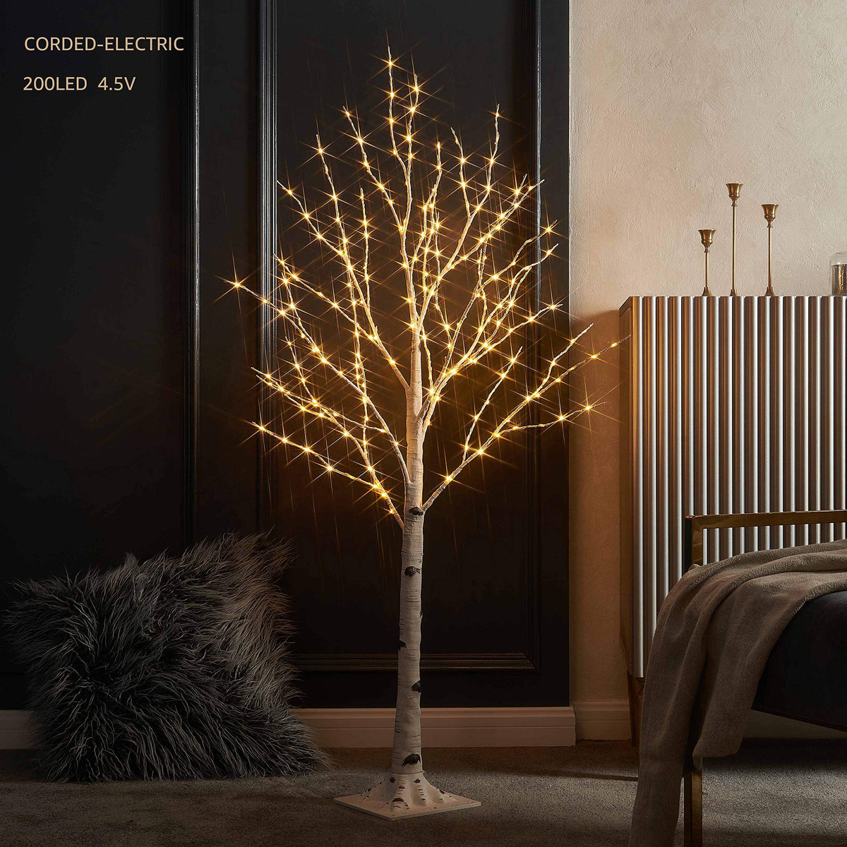 LITBLOOM Lighted Birch Twig Tree with Fairy Lights 4FT 200 LED Lights for Indoor Outdoor Home Christmas Holiday Decoration