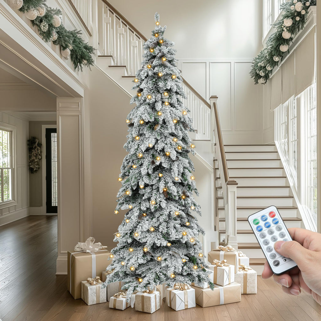 YITAHOME 6.5ft Prelit Aspen Fir Crystal-Decorated Christmas Tree w/Remote