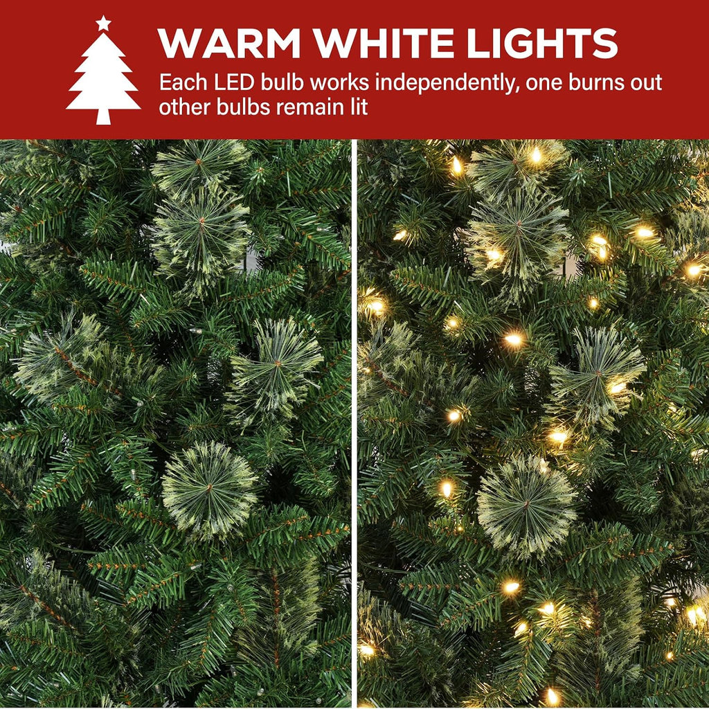 Hykolity 7.5 ft Slim Prelit Christmas Tree with Pine Needle