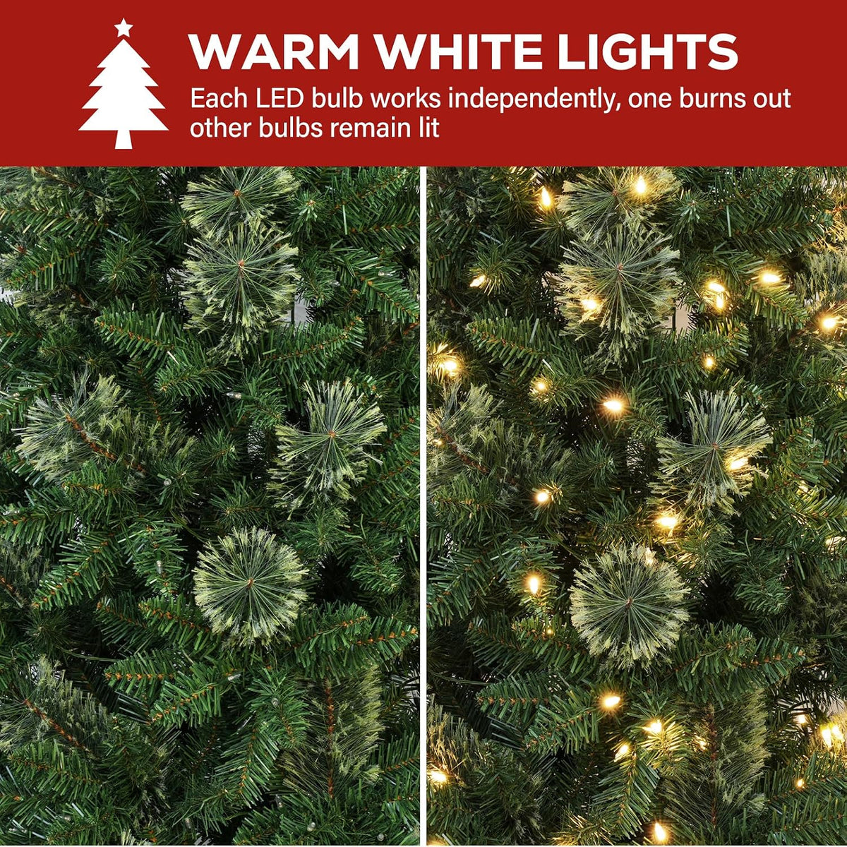 Hykolity 7.5 ft Slim Prelit Christmas Tree with Pine Needle