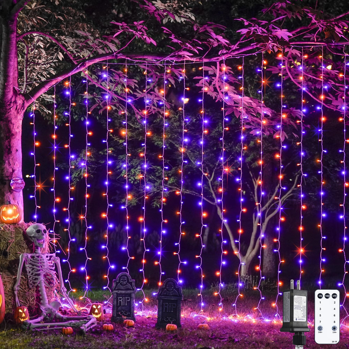 JMEXSUSS 300 LED Remote Control Curtain Lights, Plug in Fairy Curtain Lights Outdoor, Window Wall Hanging String Lights for Bedroom Indoor Dorm Backdrop Wedding Party Patio Christmas Decor, Warm White