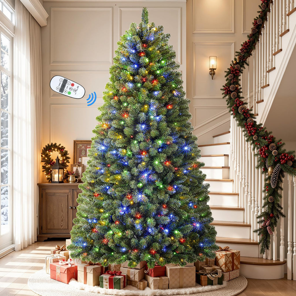 7FT Artificial Prelit Classic Christmas Tree with Remote Control,Timer