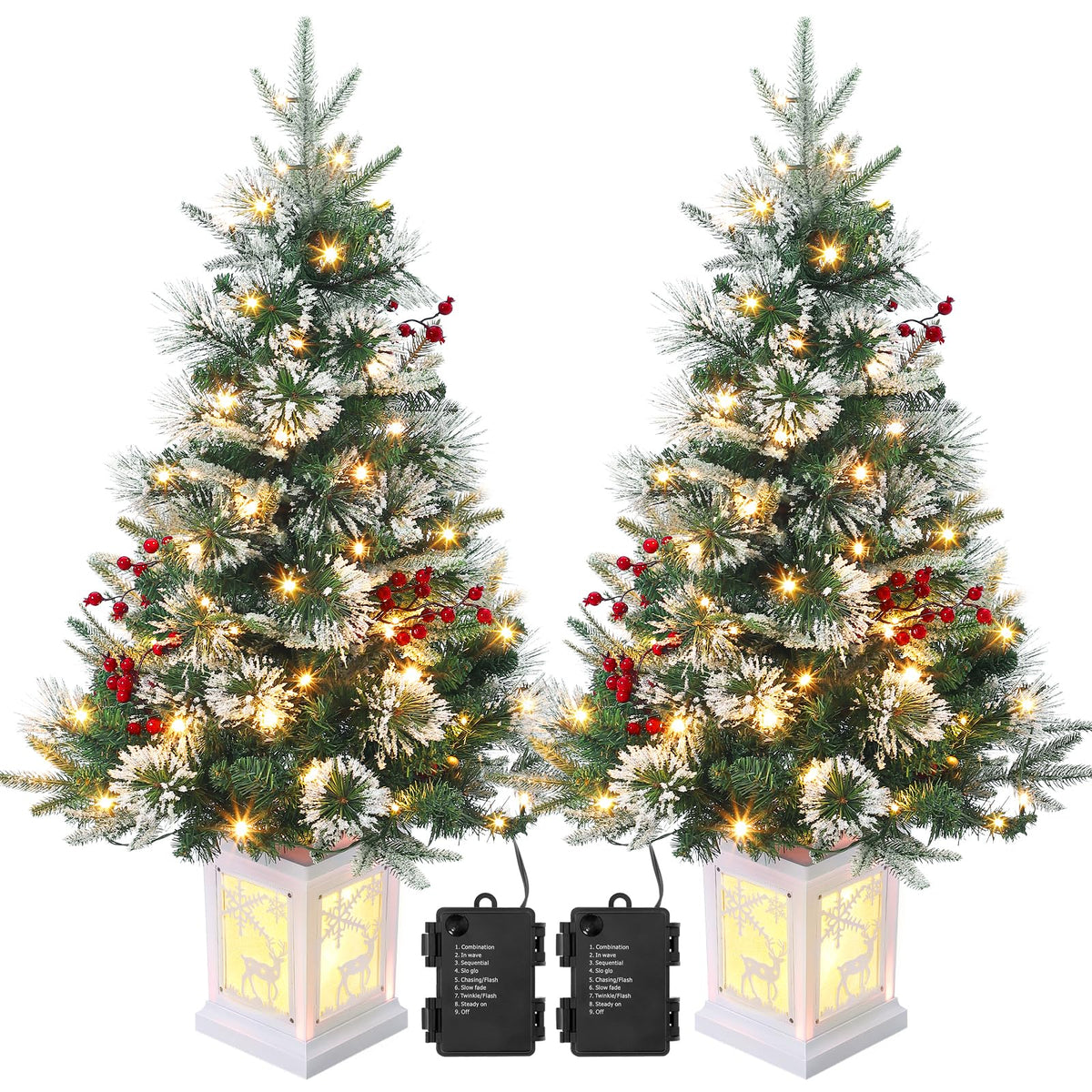 3ft Prelit Snow Flocked Christmas Tree with Light Up Snowflake Box Base