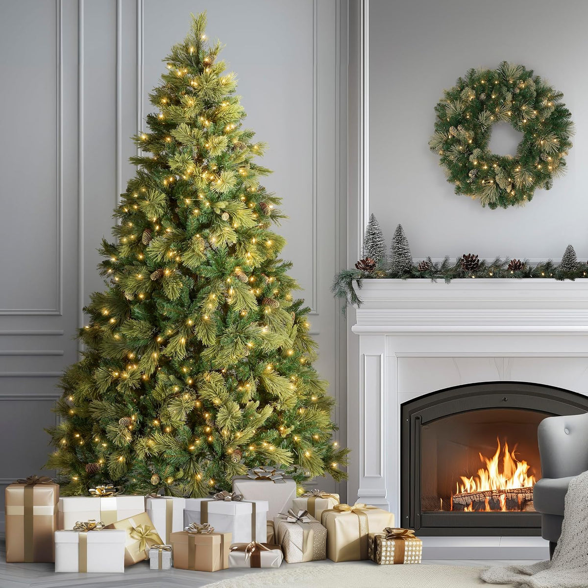 National Tree Company 7.5ft Pre-Lit Carolina Pine Artificial Christmas Tree