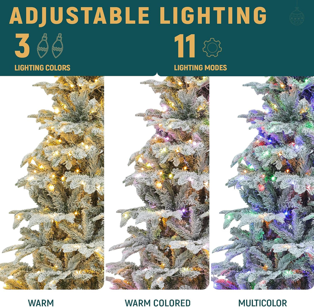 YITAHOME 7.5ft Prelit Natural Layered Flocked Christmas Tree with Remote