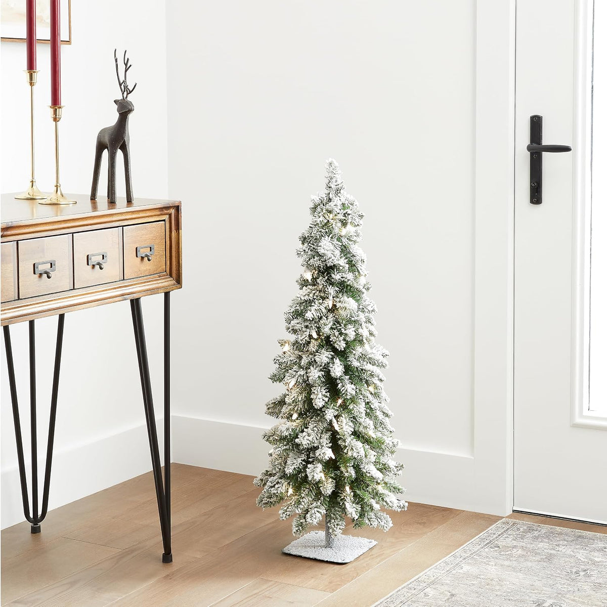 National Tree Company 3ft Pre-Lit Flocked Downswept Christmas Forestree