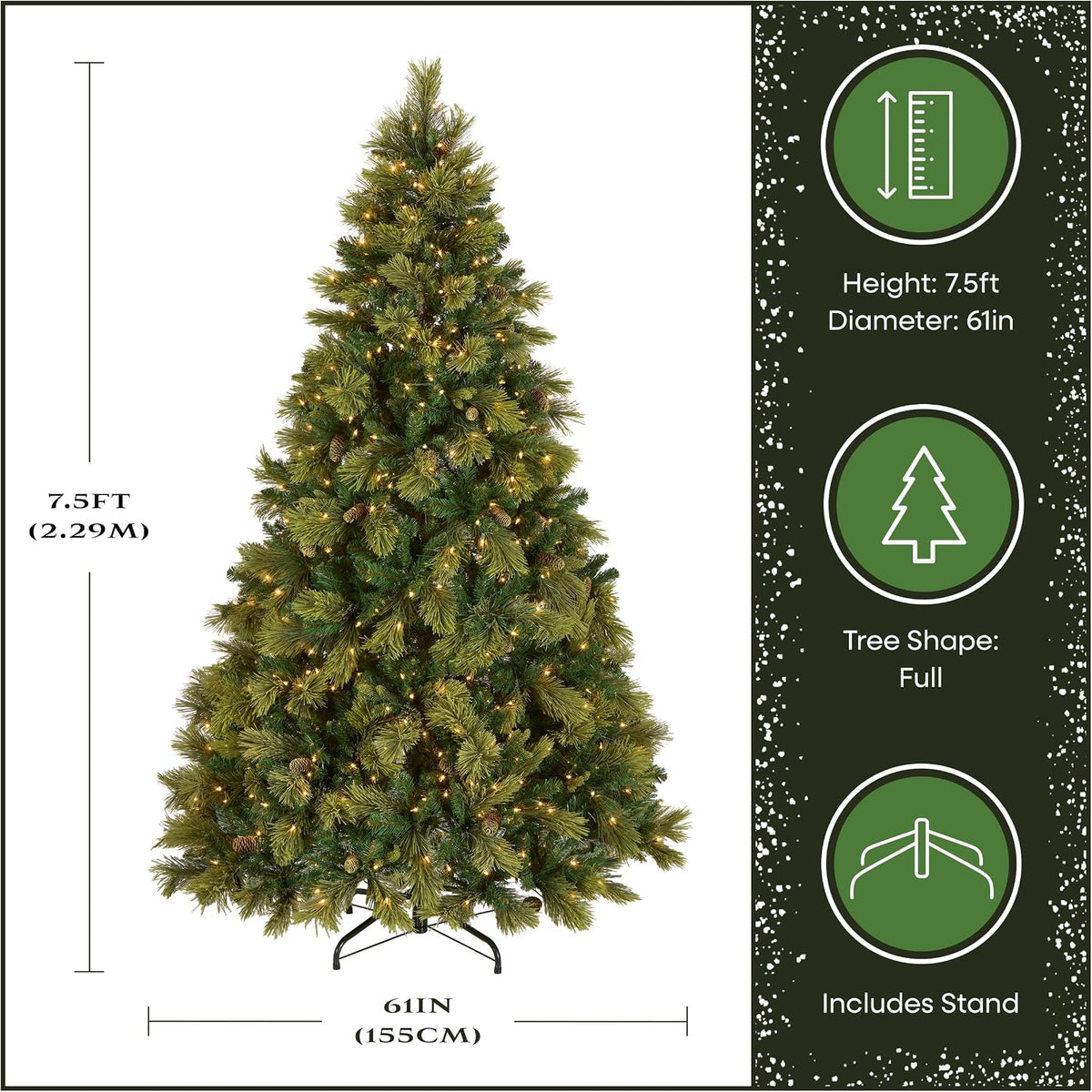 National Tree Company 7.5ft Pre-Lit Carolina Pine Artificial Christmas Tree