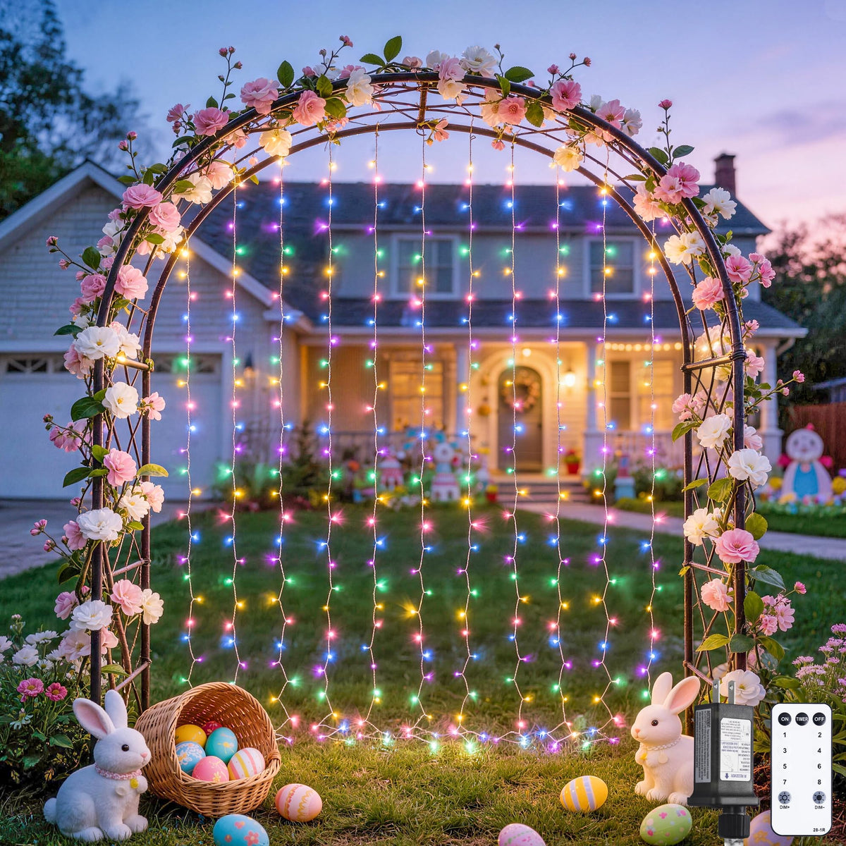 JMEXSUSS 300 LED Remote Control Curtain Lights, Plug in Fairy Curtain Lights Outdoor, Window Wall Hanging String Lights for Bedroom Indoor Dorm Backdrop Wedding Party Patio Christmas Decor, Warm White