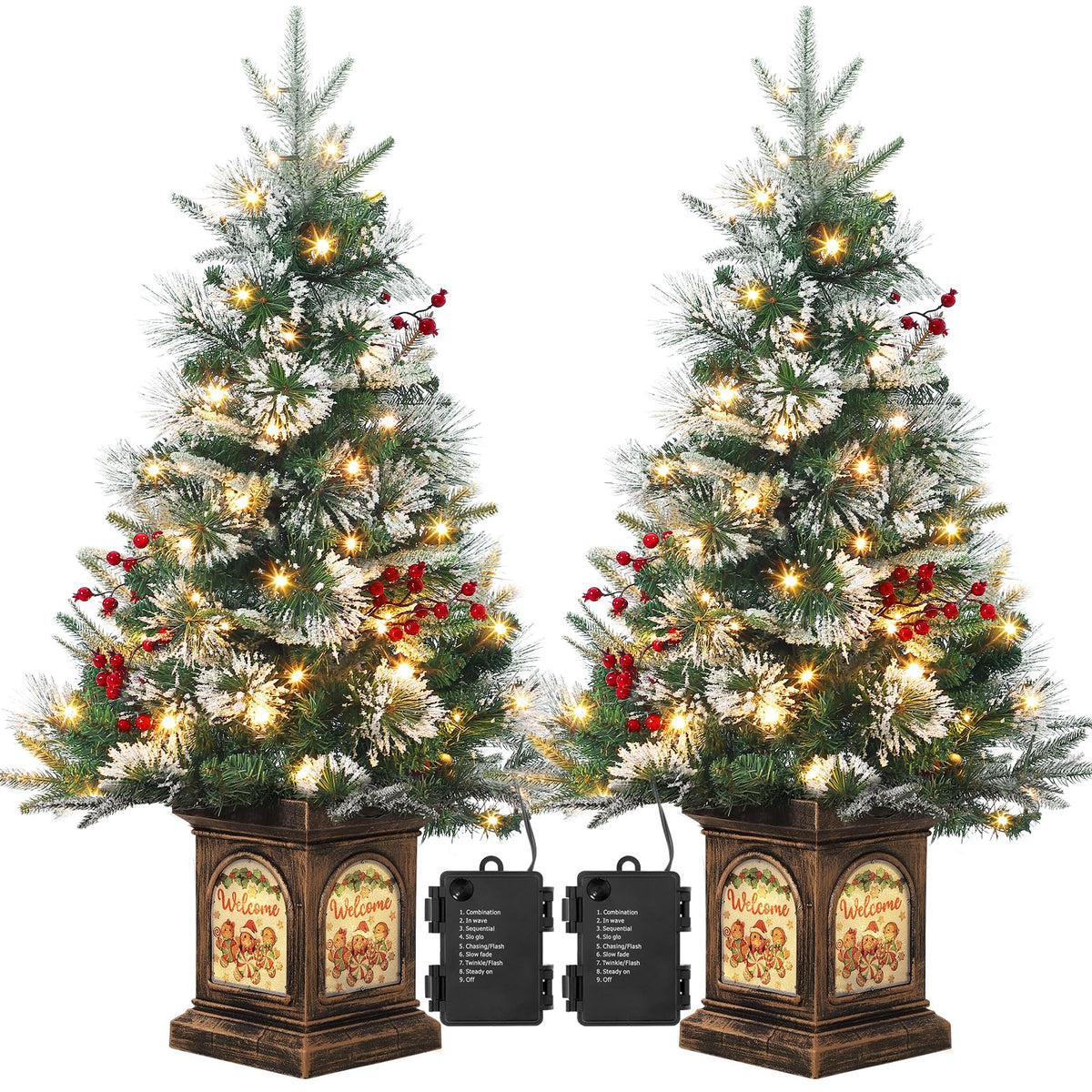 3ft Prelit Snow Flocked Christmas Tree with Light Up Snowflake Box Base