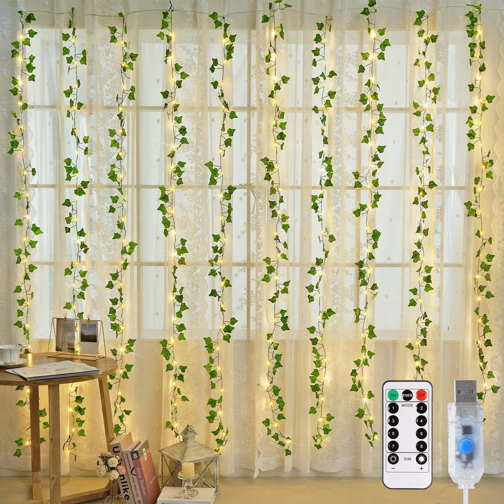 JMEXSUSS Maple Leaf Curtain Lights, 200 LED Fall Garland with Fairy Lights