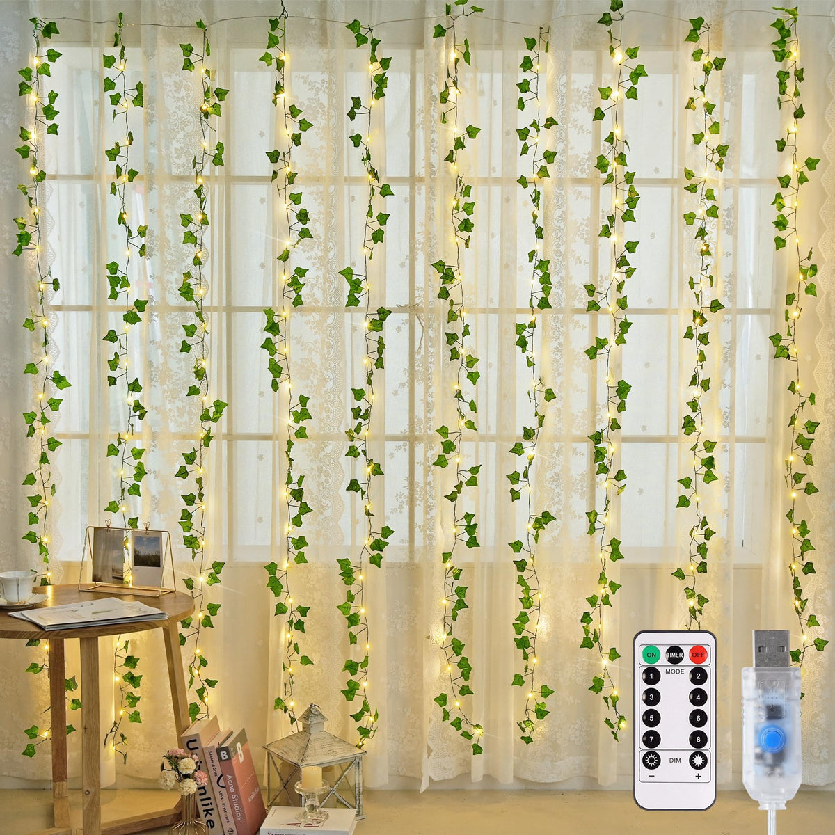 JMEXSUSS Maple Leaf Curtain Lights, 200 LED Fall Garland with Fairy Lights