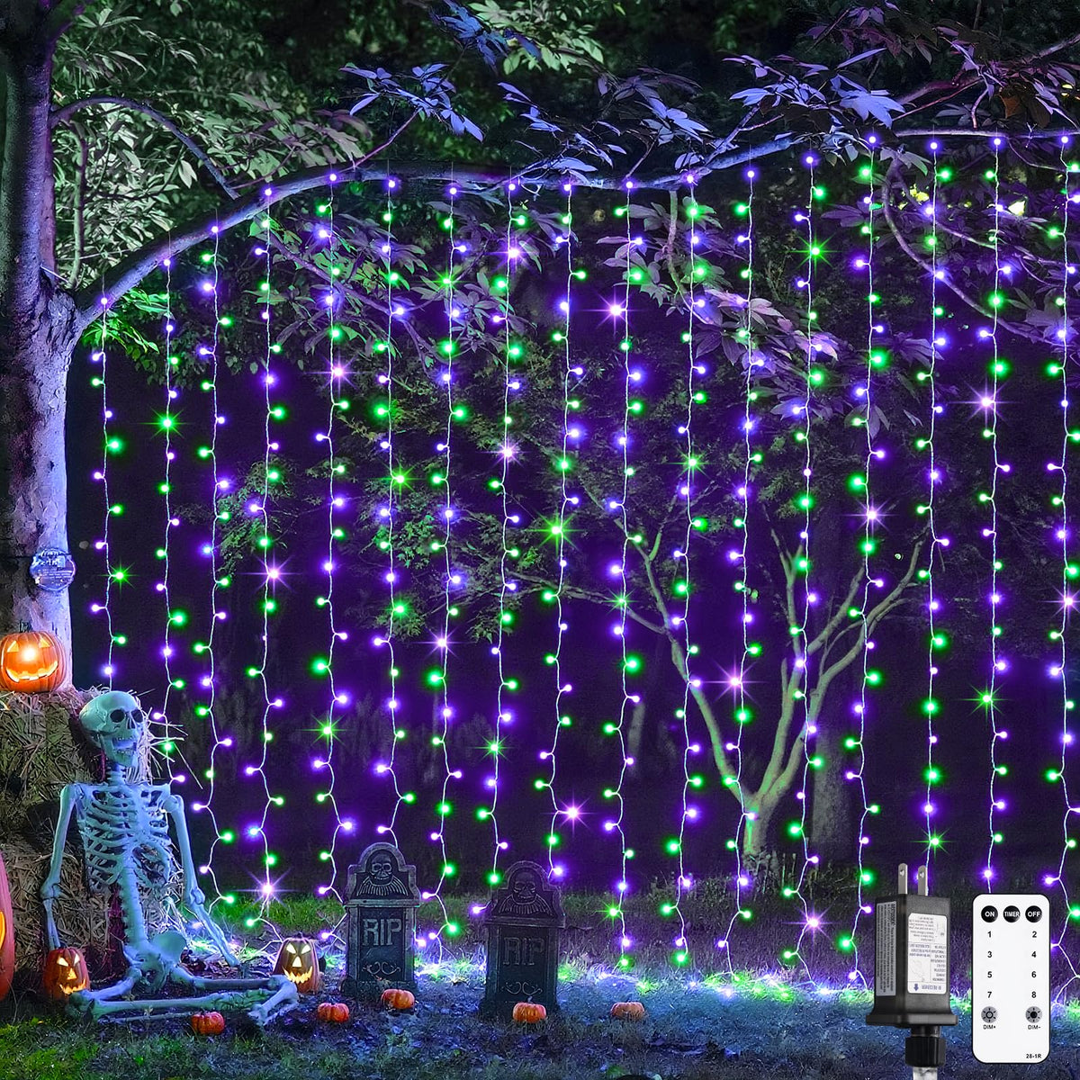 JMEXSUSS 300 LED Remote Control Curtain Lights, Plug in Fairy Curtain Lights Outdoor, Window Wall Hanging String Lights for Bedroom Indoor Dorm Backdrop Wedding Party Patio Christmas Decor, Warm White