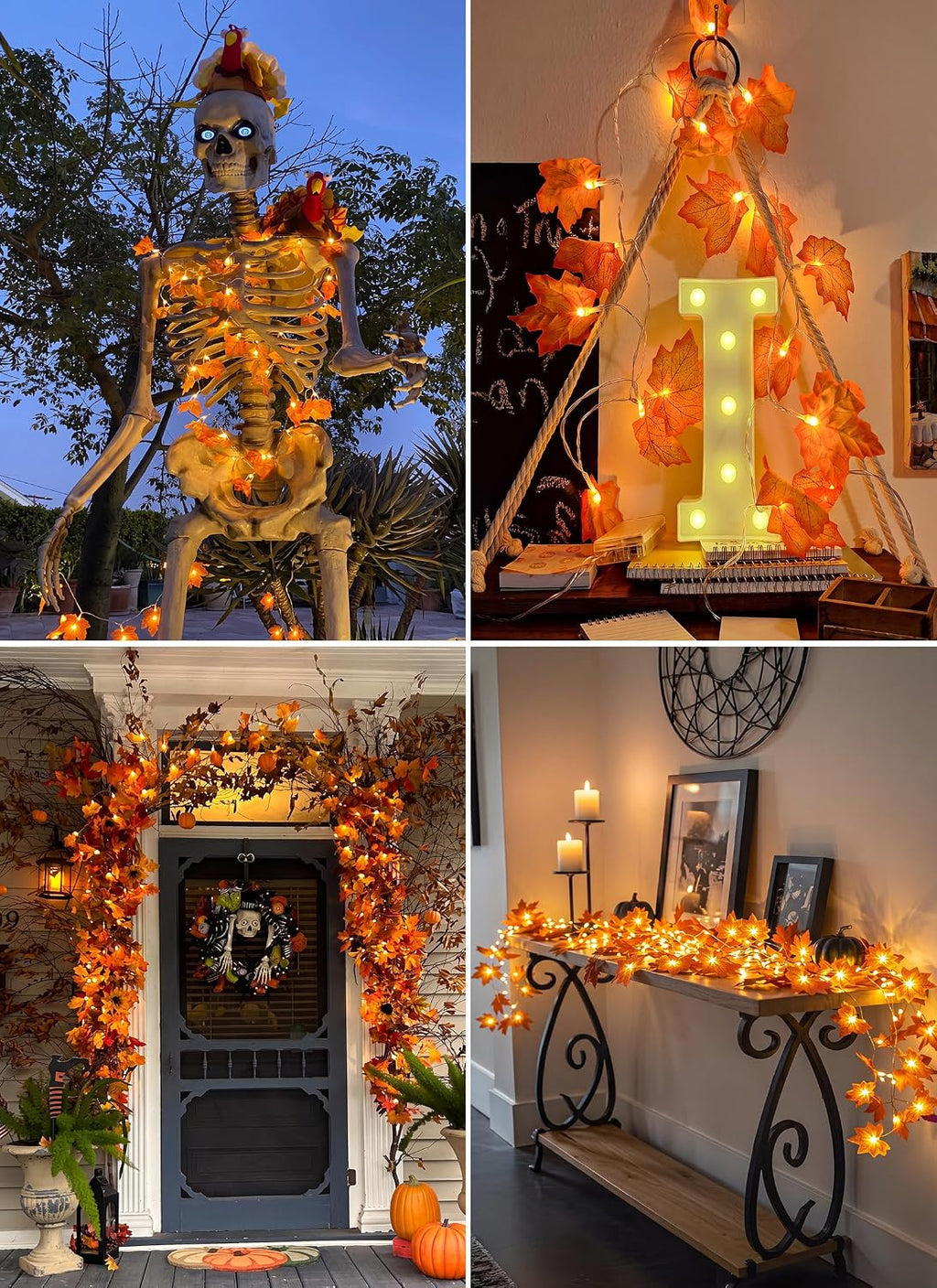 Brightown 2 Pack Fall Garland with Lights Total 20Ft 40LED Fall Decor