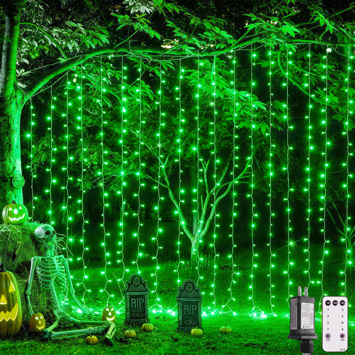 JMEXSUSS 300 LED Remote Control Curtain Lights, Plug in Fairy Curtain Lights Outdoor, Window Wall Hanging String Lights for Bedroom Indoor Dorm Backdrop Wedding Party Patio Christmas Decor, Warm White