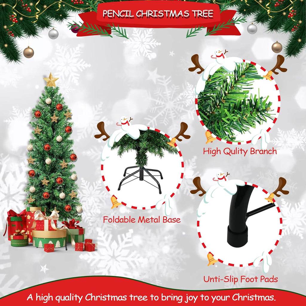 Suunyglade 4FT Green Artificial Christmas Tree, Premium Hinged Pine Tree