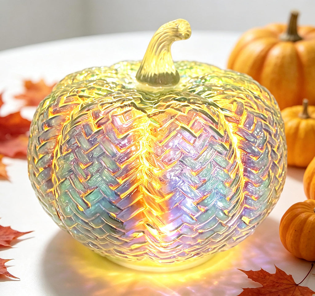Fall Decorations for Home,Mercury Glass Pumpkin Lights with Timer(Gold)