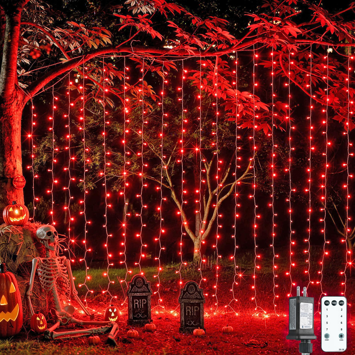 JMEXSUSS 300 LED Remote Control Curtain Lights, Plug in Fairy Curtain Lights Outdoor, Window Wall Hanging String Lights for Bedroom Indoor Dorm Backdrop Wedding Party Patio Christmas Decor, Warm White