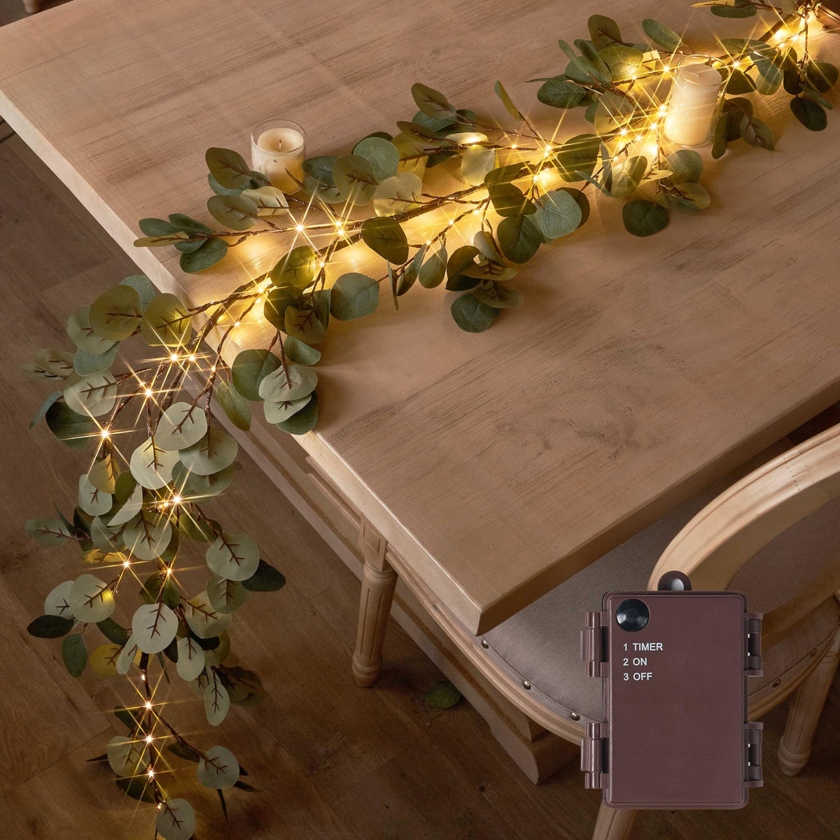Hairui Lighted Maple Leaf Garland with Timer 6FT 24 Warm White LED, Fall Garland with Lights Battery Operated for Thanksgiving Harvest Christmas Wedding Decoration Indoor Outdoor