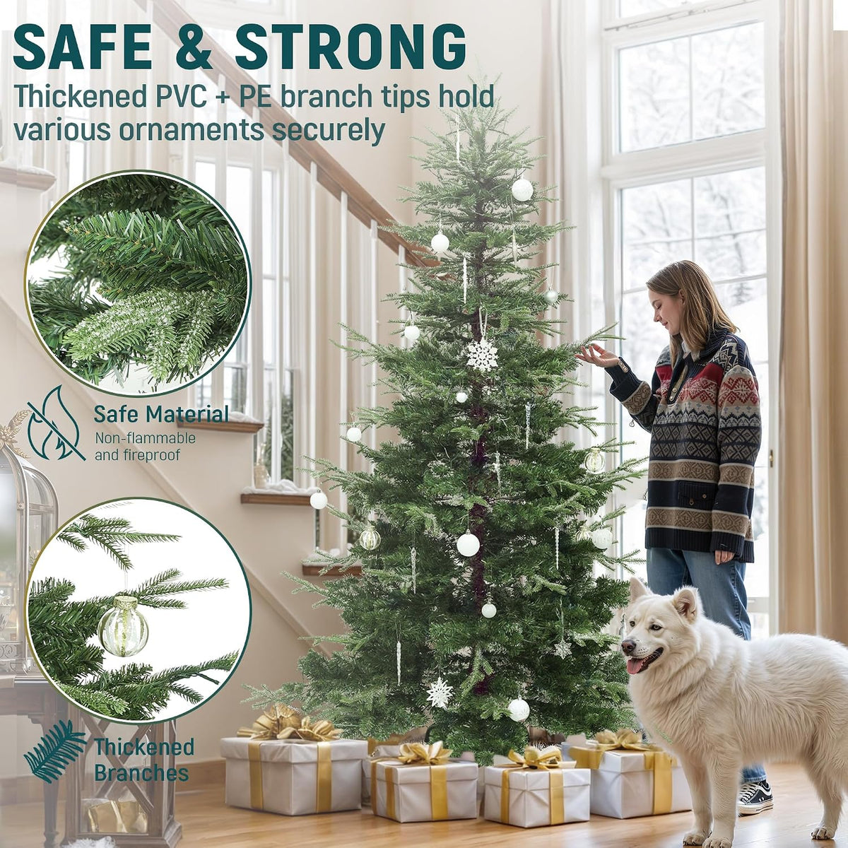 YITAHOME 6.5ft Prelit Aspen Fir Crystal-Decorated Christmas Tree w/Remote