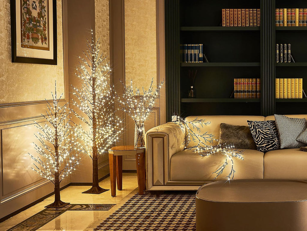 LITBLOOM Lighted Brown Willow Branches 200 Fairy Lights 32IN Plug in with Timer and Dimmer, Tree Branch with Lights for Home Holiday Christmas Decoration