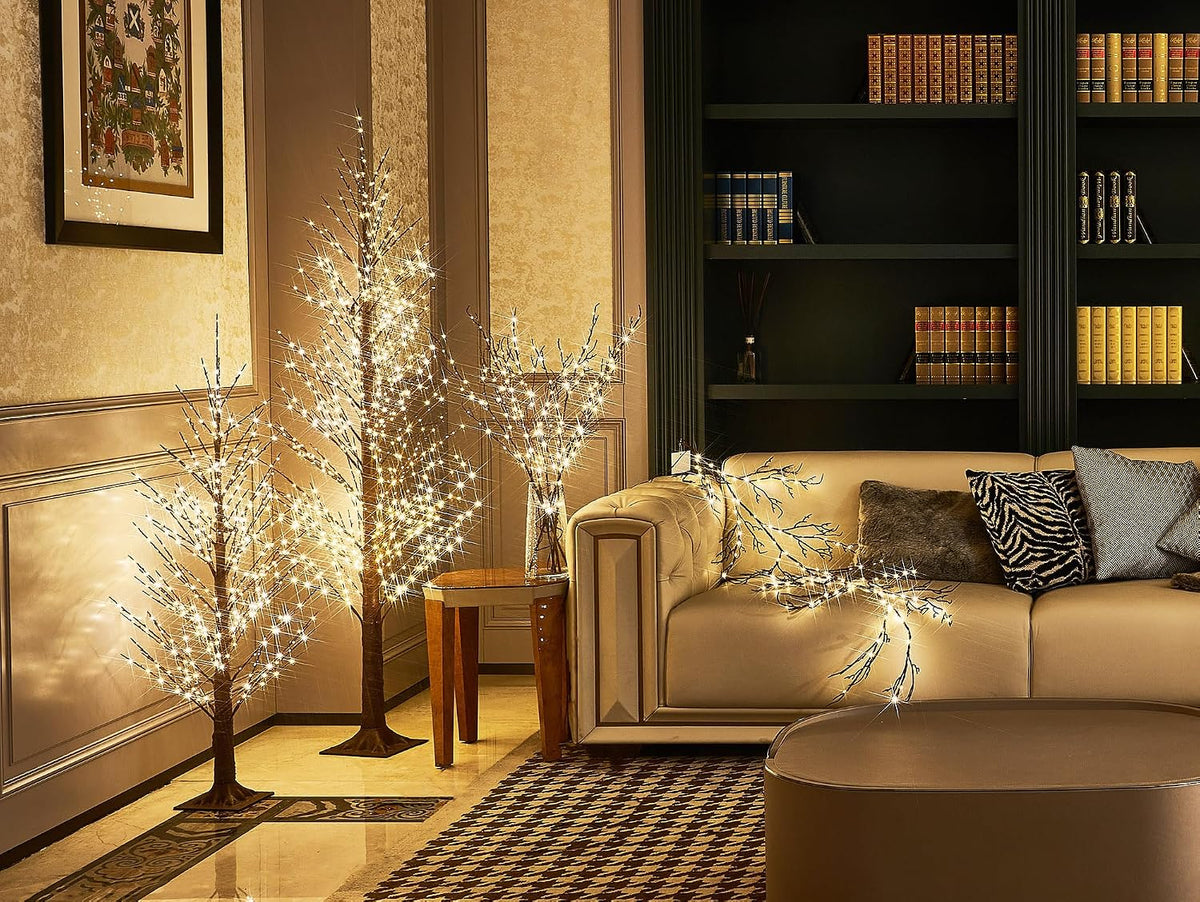 LITBLOOM Lighted Brown Willow Branches 200 Fairy Lights 32IN Plug in with Timer and Dimmer, Tree Branch with Lights for Home Holiday Christmas Decoration