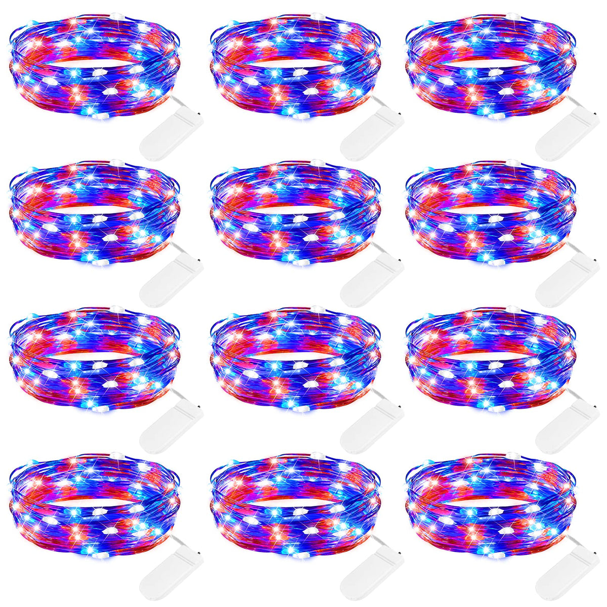 Brightown 12 Pack 7ft Battery Operated LED Fairy Lights for Xmas Decoration
