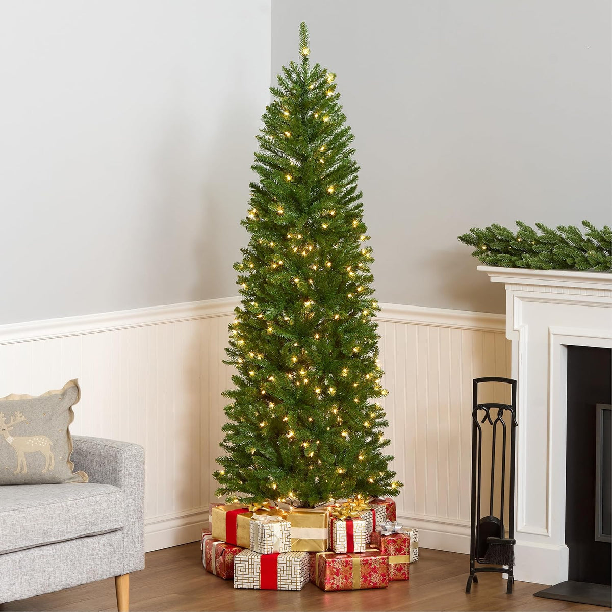 National Tree Company 6.5ft Pre-Lit Kingswood Fir Slim Christmas Tree