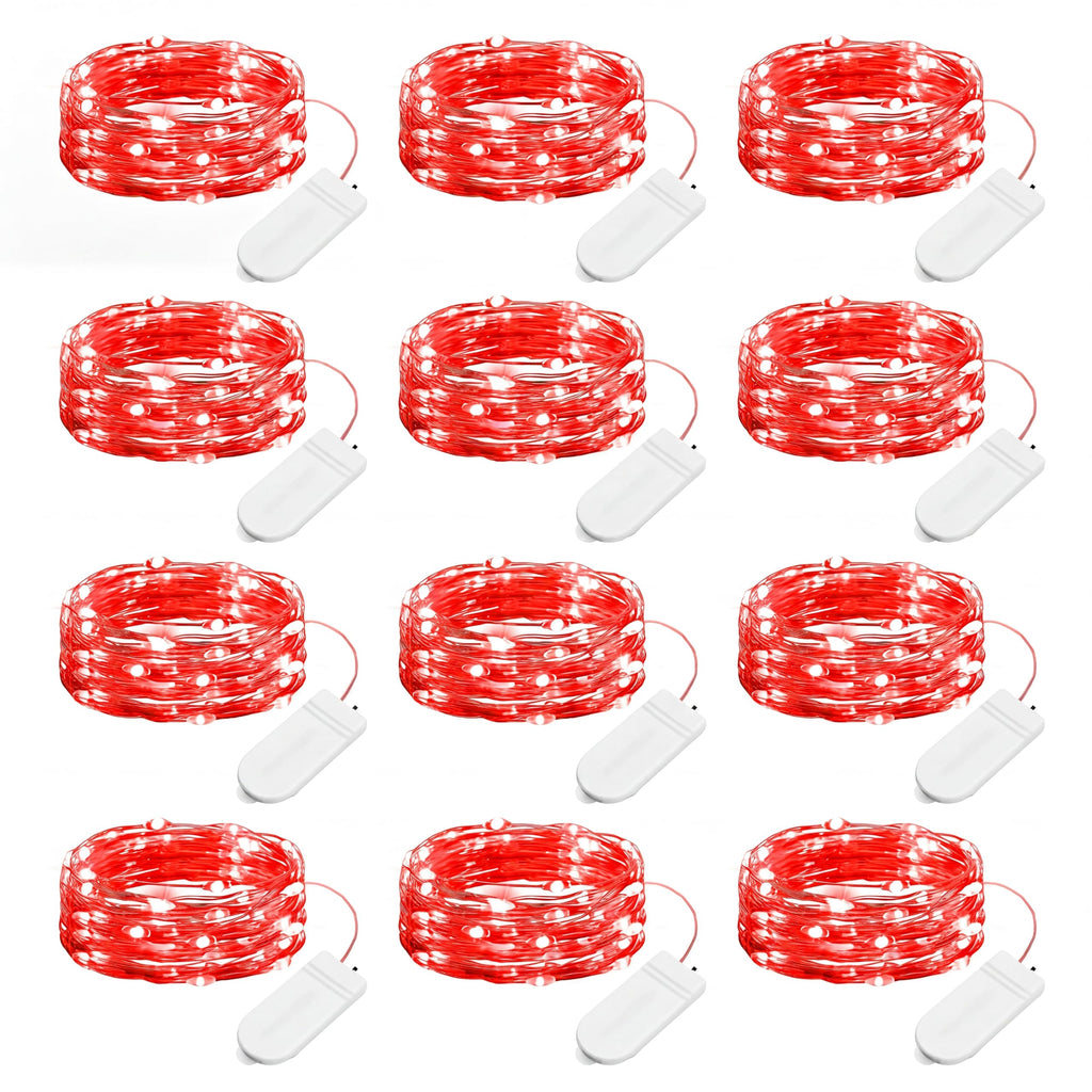 Brightown 12 Pack 7ft Battery Operated LED Fairy Lights for Xmas Decoration